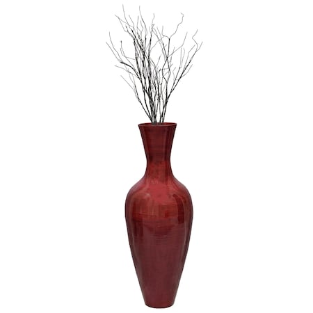 Uniquewise Vase Filled with Branches: 37-in. Red Bamboo Tall Floor Vase and 37-in. Twig Branch QI003243.AT